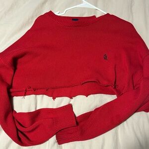Nautica Cropped Red Knit Sweater THRIFTED